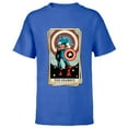 thumbnail image 1 of Marvel Tarot Arcana Captain America as the Chariot Card - Short Sleeve T-Shirt for Kids - Customized-Royal, 1 of 5