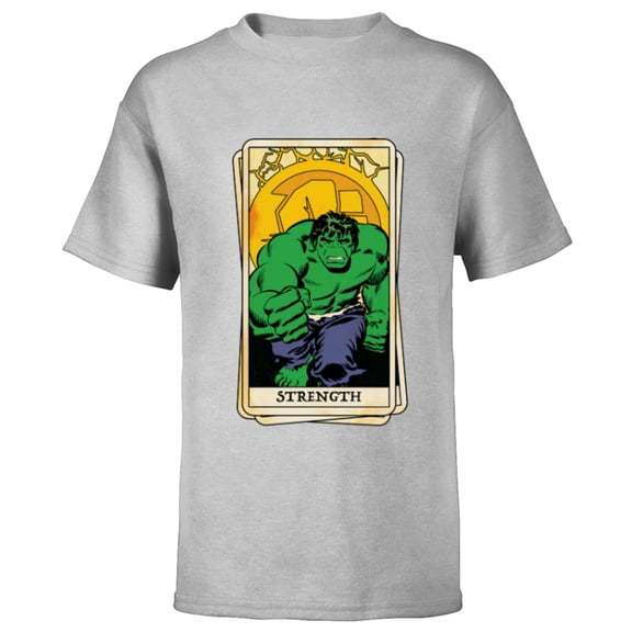 Marvel Tarot Arcana Hulk as the Strength Card - Short Sleeve T-Shirt for Kids - Customized-Athletic Heather