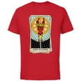 thumbnail image 1 of Marvel Tarot Arcana Iron Man as the King of Coins Card - Short Sleeve Cotton T-Shirt for Adults - Customized-Red, 1 of 5