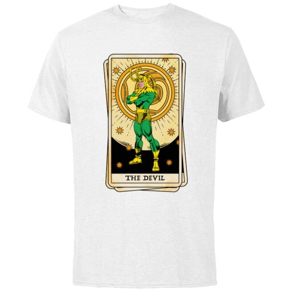 Marvel Tarot Arcana Loki as the Devil Card - Short Sleeve Cotton T-Shirt for Adults - Customized-White
