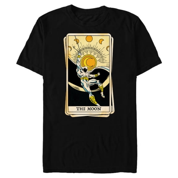 Marvel Tarot Arcana Moon Knight as the Moon Card - Short Sleeve Blended T-Shirt for Adults - Customized-Black