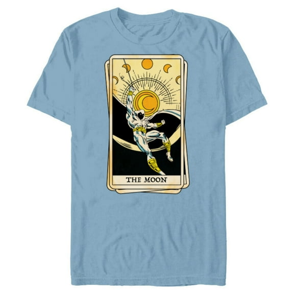 Marvel Tarot Arcana Moon Knight as the Moon Card - Short Sleeve Blended T-Shirt for Adults - Customized-Ocean Blue