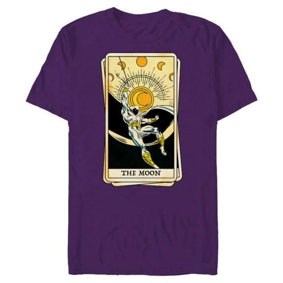 Marvel Tarot Arcana Moon Knight as the Moon Card - Short Sleeve Blended T-Shirt for Adults - Customized-Purple