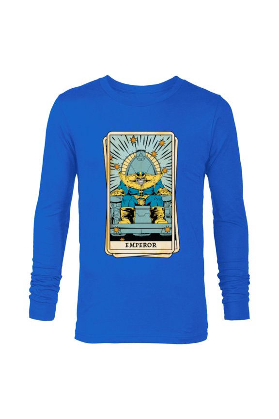Tarot Arcana Thanos as the Emperor Card - Long Sleeve T-Shirt for Men - Customized-Navy