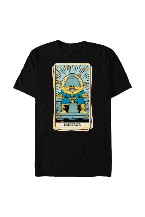 Tarot Arcana Thanos as the Emperor Card - Short Sleeve Blended T-Shirt for Adults - Customized-Black