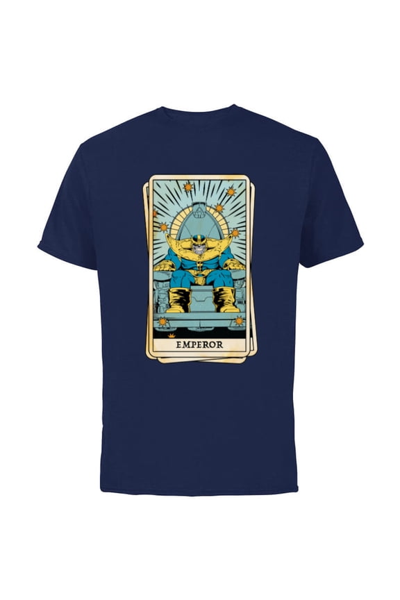 Tarot Arcana Thanos as the Emperor Card - Short Sleeve Cotton T-Shirt for Adults - Customized-Navy