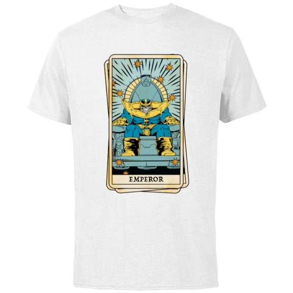 Marvel Tarot Arcana Thanos as the Emperor Card - Short Sleeve Cotton T-Shirt for Adults - Customized-White