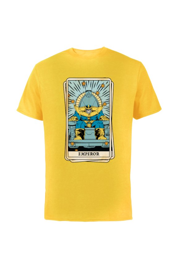 Tarot Arcana Thanos as the Emperor Card - Short Sleeve Cotton T-Shirt for Adults - Customized-Yellow