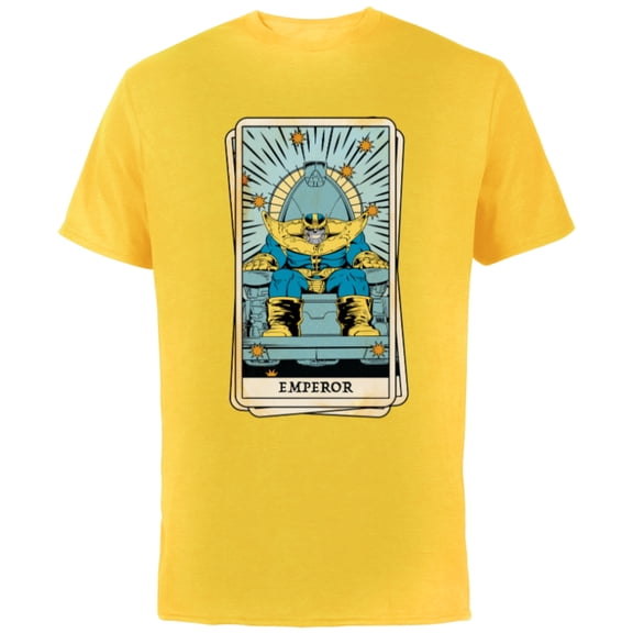 Marvel Tarot Arcana Thanos as the Emperor Card - Short Sleeve Cotton T-Shirt for Adults - Customized-Yellow