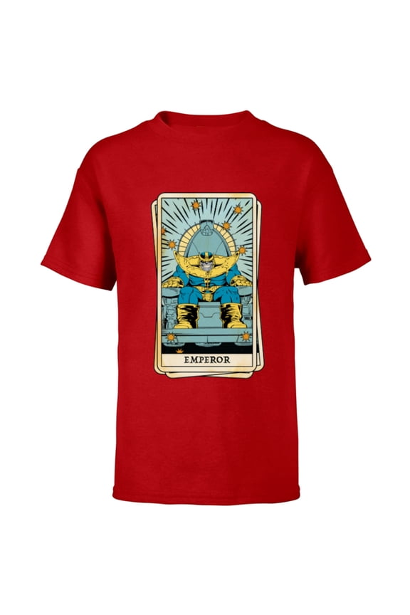 Tarot Arcana Thanos as the Emperor Card - Short Sleeve T-Shirt for Kids - Customized-Red