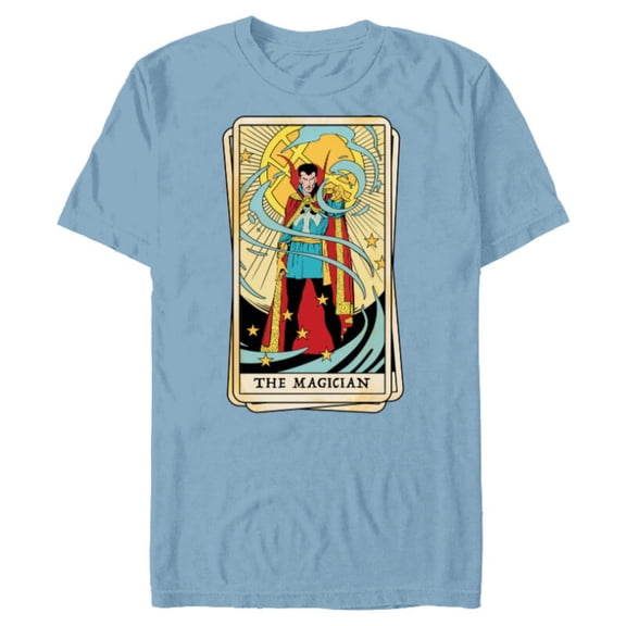 Marvel Tarot Doctor Strange as the Magician Card - Short Sleeve Blended T-Shirt for Adults - Customized-Ocean Blue
