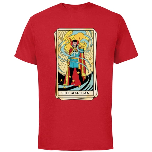 Marvel Tarot Doctor Strange as the Magician Card - Short Sleeve Cotton T-Shirt for Adults - Customized-Red