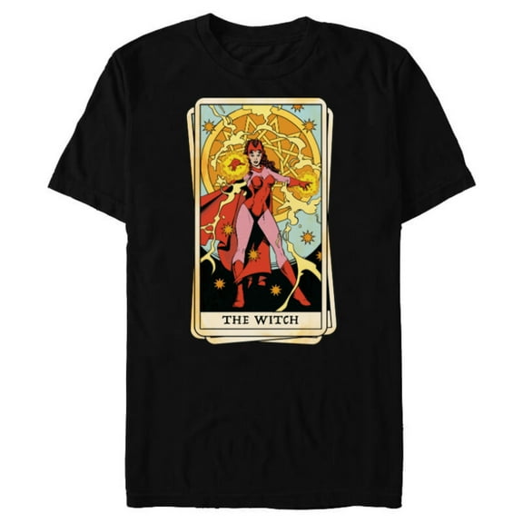 Marvel Tarot Scarlet Witch as the Witch Card - Short Sleeve Blended T-Shirt for Adults - Customized-Black