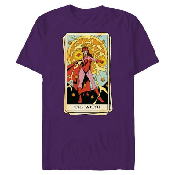 Marvel Tarot Scarlet Witch as the Witch Card - Short Sleeve Blended T-Shirt for Adults - Customized-Purple