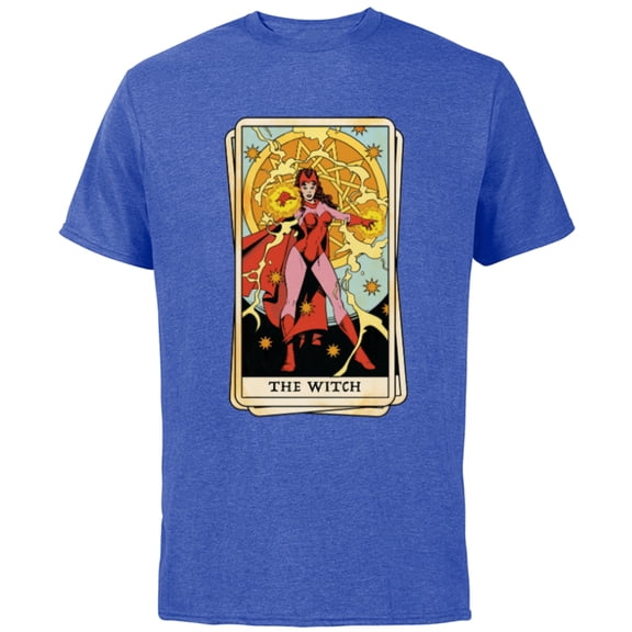 Marvel Tarot Scarlet Witch as the Witch Card - Short Sleeve Cotton T-Shirt for Adults - Customized-Royal Heather