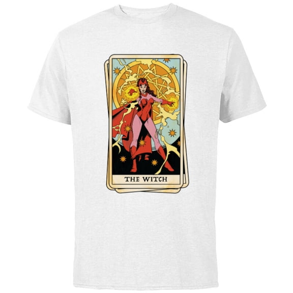 Marvel Tarot Scarlet Witch as the Witch Card - Short Sleeve Cotton T-Shirt for Adults - Customized-White