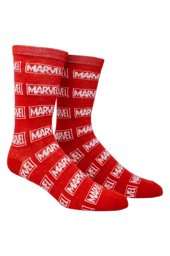 Teams 802868 Marvel Brand Logo All Over Crew Socks