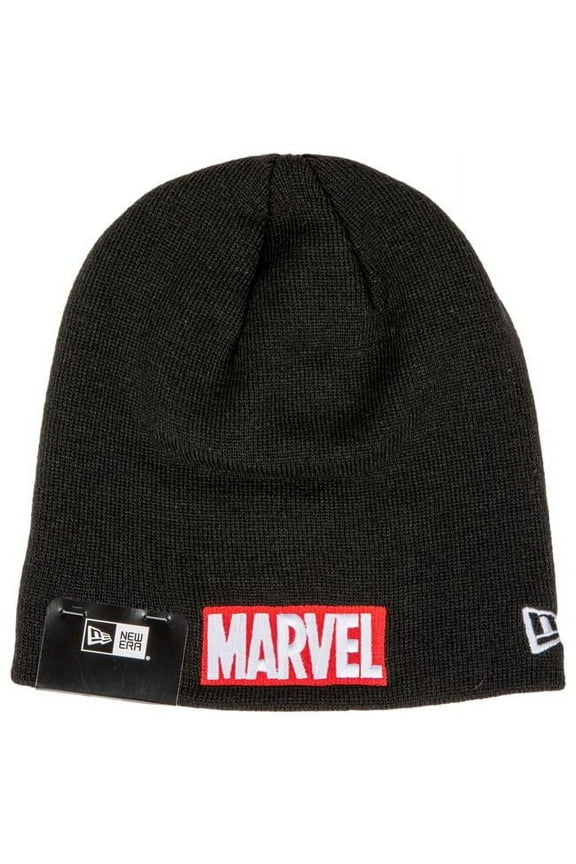 Teams Marvel Brand Red Text Logo Knit New Era Beanie