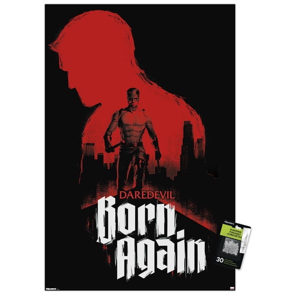 Marvel Television's Daredevil: Born Again - Daredevil Silhouette Wall Poster with Pushpins, 22.375" x 34"