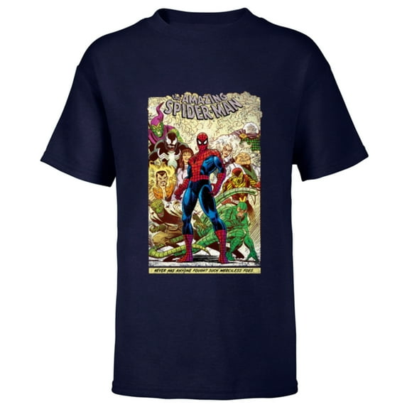 Marvel The Amazing Spider-Man Comic - Short Sleeve T-Shirt for Kids -Customized-Navy