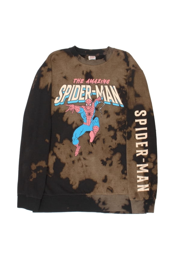 The Amazing Spider-Man Womens Long Sleeve Crewneck Fleece Sweatshirt, Spiderman Sweatshirt for Women (Size S-XL)