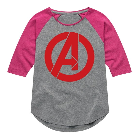Marvel The Avengers - A Logo - Toddler And Youth Girls Shirt Tail Raglan
