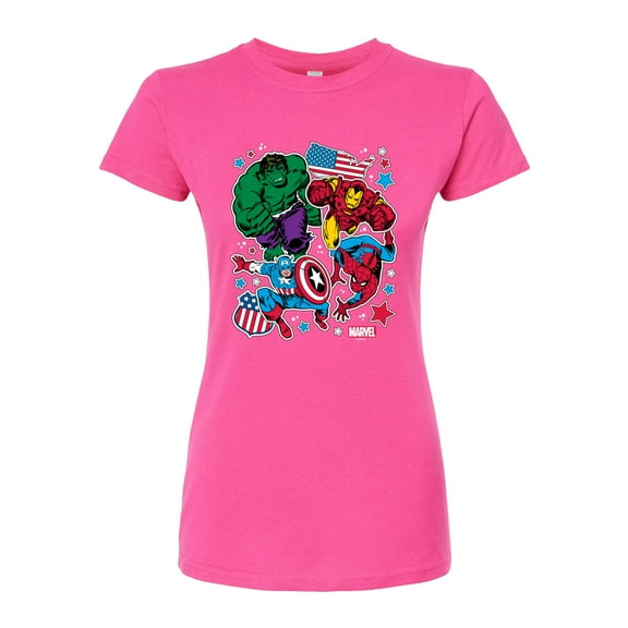 Marvel The Avengers - America Stickers Style - Juniors Fitted Graphic T-Shirt