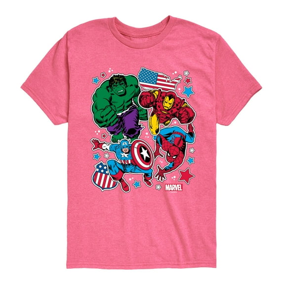 Marvel The Avengers - America Stickers Style - Toddler And Youth Short Sleeve Graphic T-Shirt