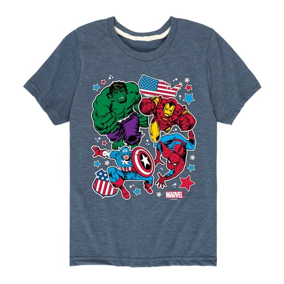 Marvel The Avengers - America Stickers Style - Toddler And Youth Short Sleeve Graphic T-Shirt