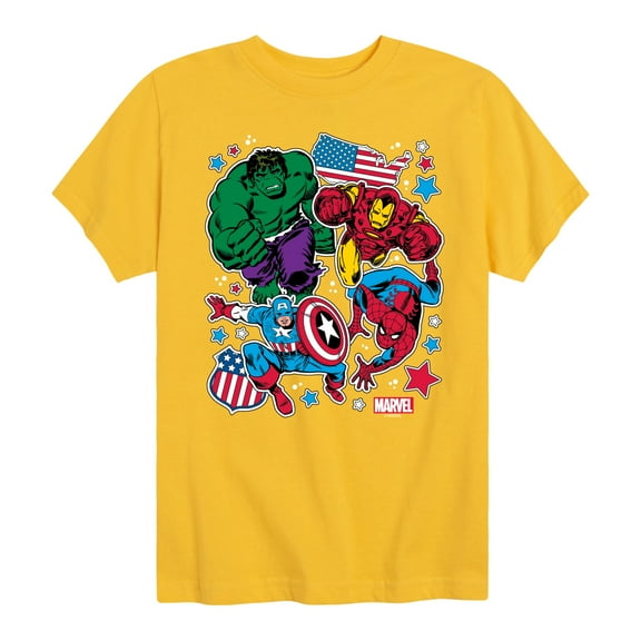Marvel The Avengers - America Stickers Style - Toddler And Youth Short Sleeve Graphic T-Shirt