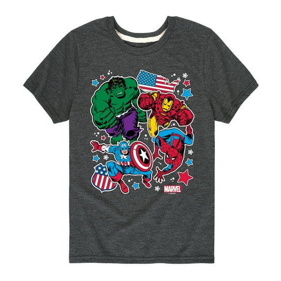 Marvel The Avengers - America Stickers Style - Toddler And Youth Short Sleeve Graphic T-Shirt