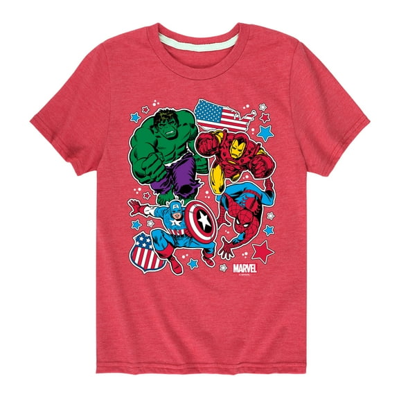 Marvel The Avengers - America Stickers Style - Toddler And Youth Short Sleeve Graphic T-Shirt