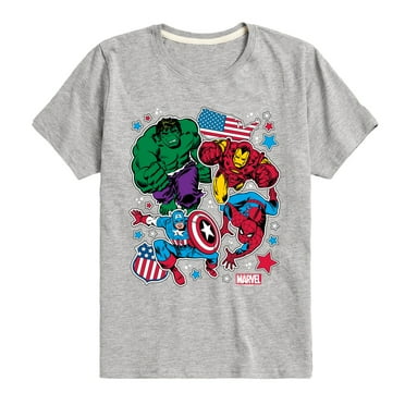 Marvel The Avengers - America Stickers Style - Toddler And Youth Short Sleeve Graphic T-Shirt