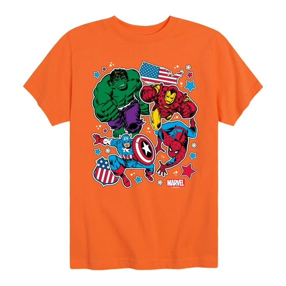 Marvel The Avengers - America Stickers Style - Toddler And Youth Short Sleeve Graphic T-Shirt