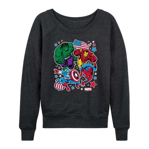 Marvel The Avengers - America Stickers Style - Women's French Terry Pullover Sweatshirt