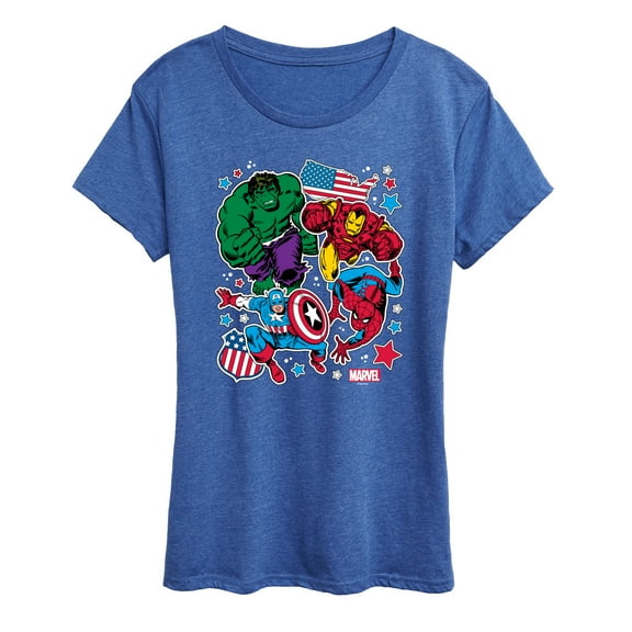 Marvel The Avengers - America Stickers Style - Women's Short Sleeve Graphic T-Shirt