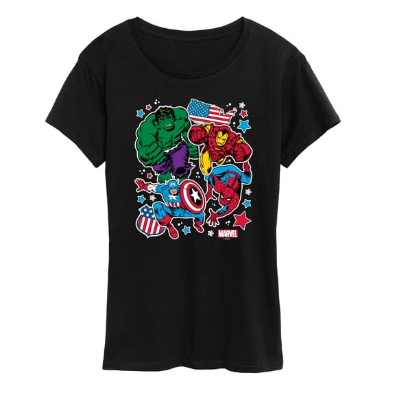 Marvel The Avengers - America Stickers Style - Women's Short Sleeve Graphic T-Shirt