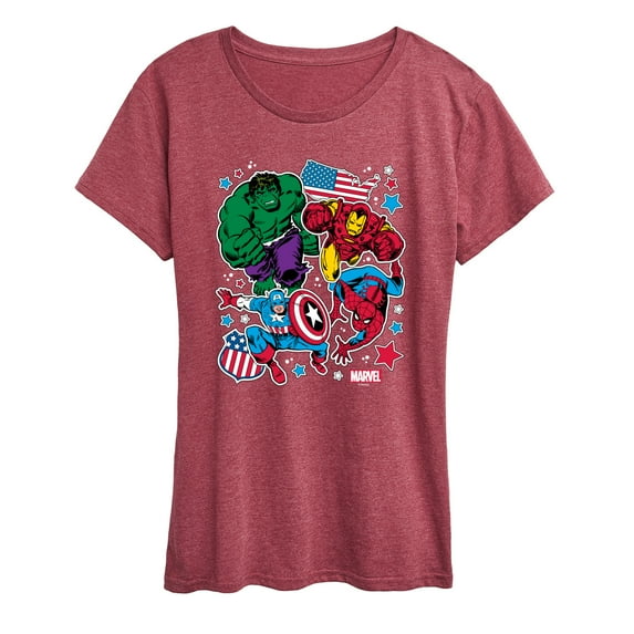 Marvel The Avengers - America Stickers Style - Women's Short Sleeve Graphic T-Shirt