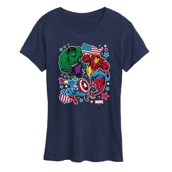 Marvel The Avengers - America Stickers Style - Women's Short Sleeve Graphic T-Shirt