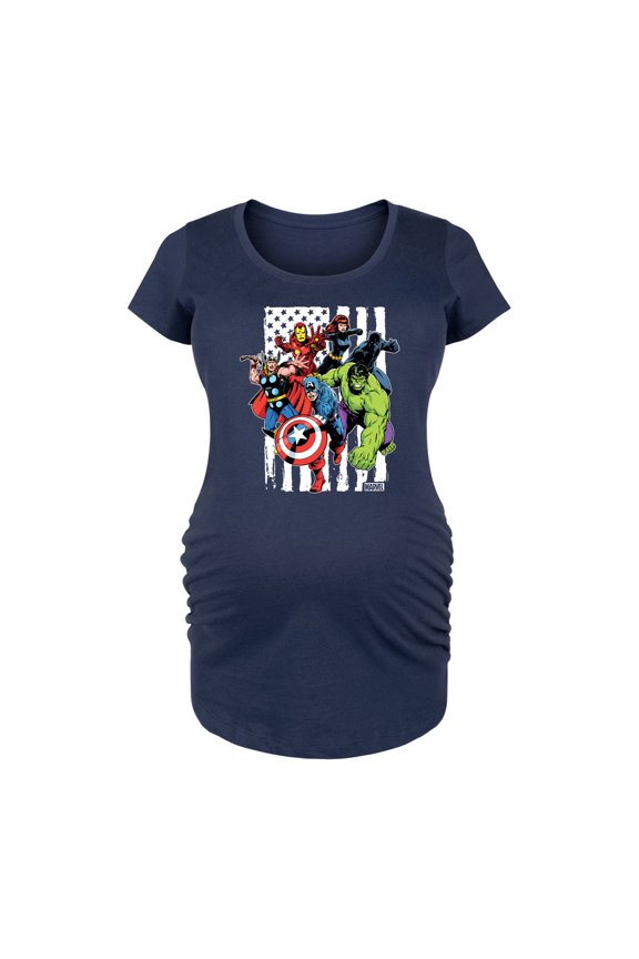 The Avengers - American Flag - Maternity Scoop Neck Graphic T-Shirt
