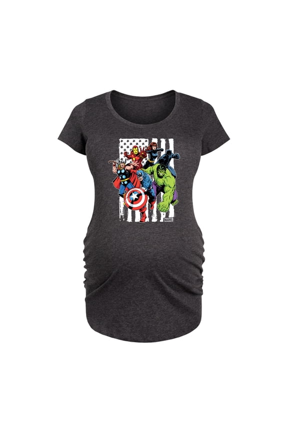 The Avengers - American Flag - Maternity Scoop Neck Graphic T-Shirt