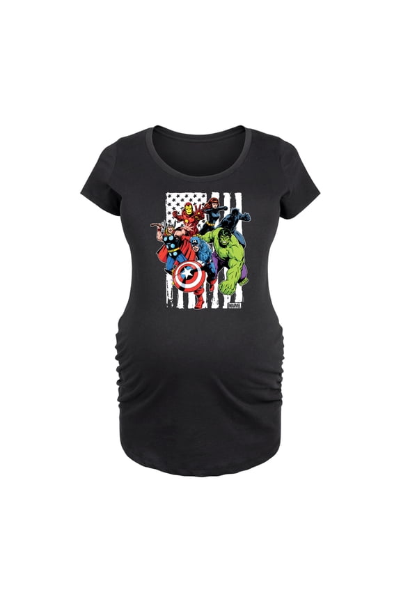 The Avengers - American Flag - Maternity Scoop Neck Graphic T-Shirt