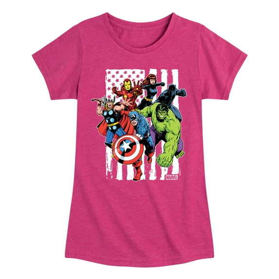 Marvel The Avengers - American Flag - Toddler And Youth Girls Fitted Short Sleeve Graphic T-Shirt