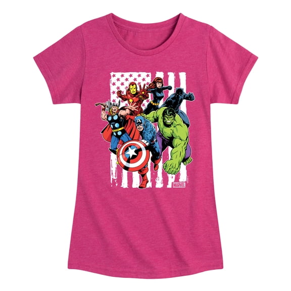 Marvel The Avengers - American Flag - Toddler And Youth Girls Fitted Short Sleeve Graphic T-Shirt