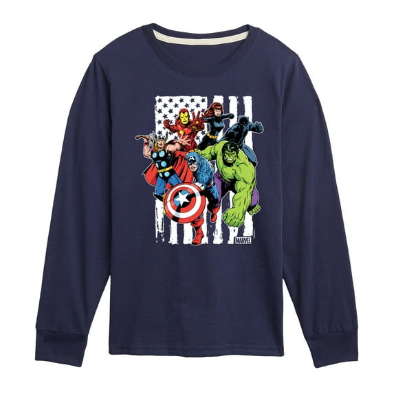 Marvel The Avengers - American Flag - Toddler And Youth Long Sleeve Graphic T-Shirt