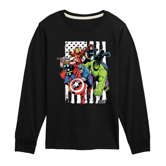 Marvel The Avengers - American Flag - Toddler And Youth Long Sleeve Graphic T-Shirt