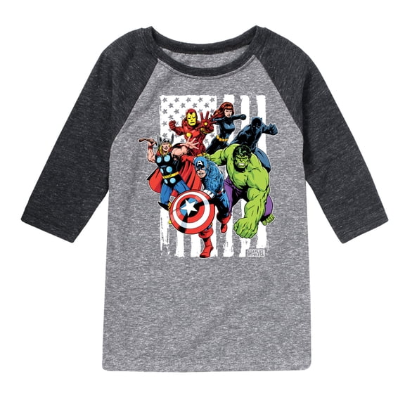 Marvel The Avengers - American Flag - Toddler And Youth Raglan