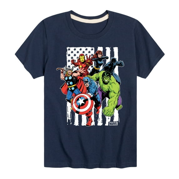Marvel The Avengers - American Flag - Toddler And Youth Short Sleeve Graphic T-Shirt