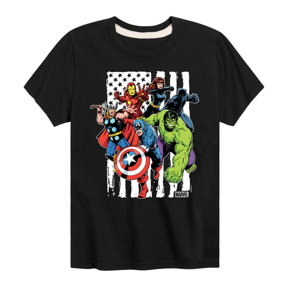 Marvel The Avengers - American Flag - Toddler And Youth Short Sleeve Graphic T-Shirt