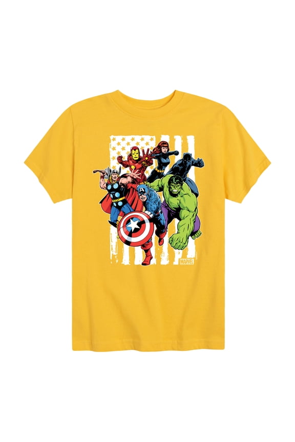The Avengers - American Flag - Toddler And Youth Short Sleeve Graphic T-Shirt